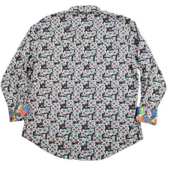 Robert Graham Shirt Mens 2XL Multicolor Geometric Button Down Long Sleeve Flip - Picture 2 of 16